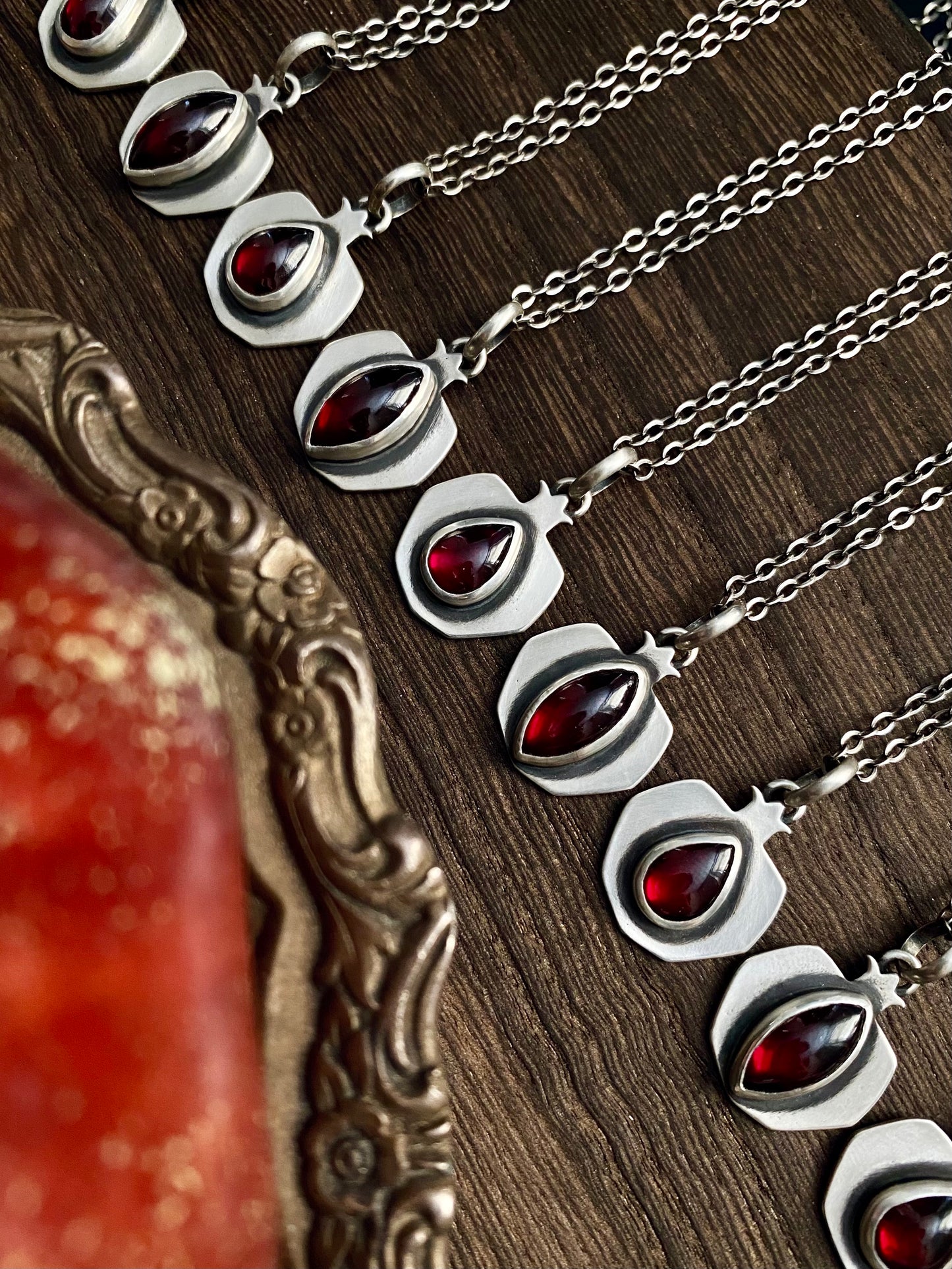 Persephone's Pomegranate Pendant {Preorder ✦ Choose Your Stone Shape & Chain Length}