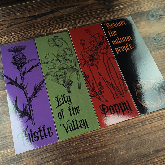Bookmark ✦ Thistle, Lily of the Valley, Poppy, Pumpkin