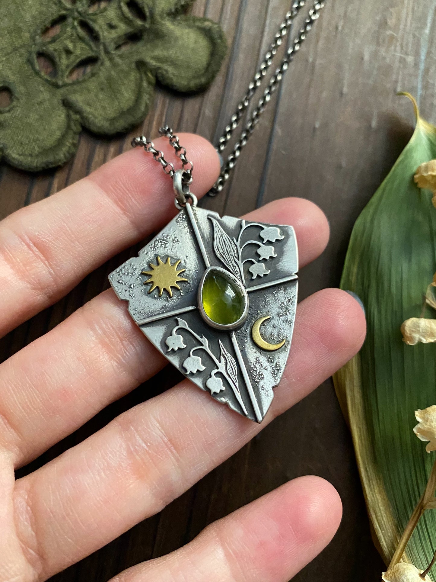 Lily of the Valley Shield Pendant