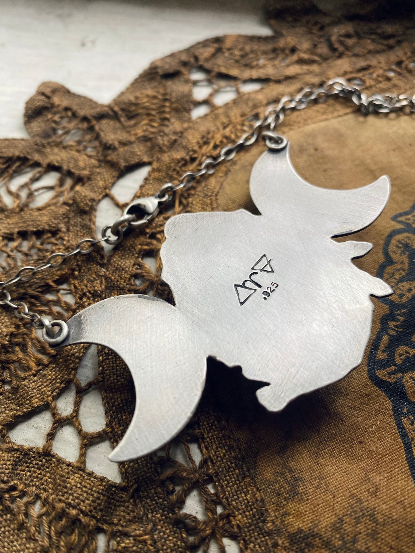 Amethyst & Lily of the Valley Triple Moon Pendant
