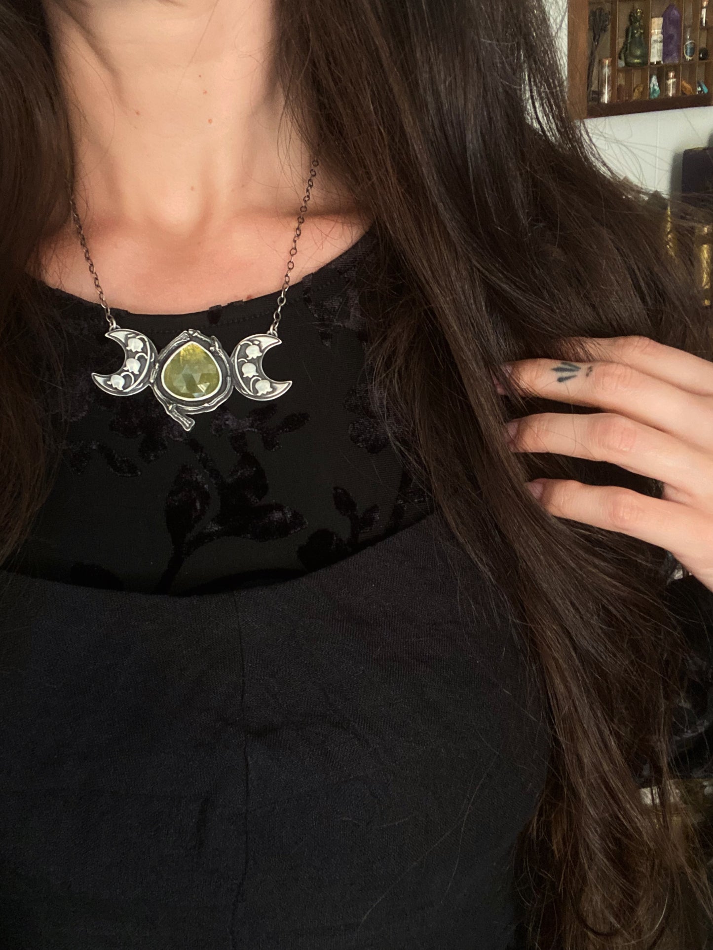 Lily of the Valley Triple Moon Pendant