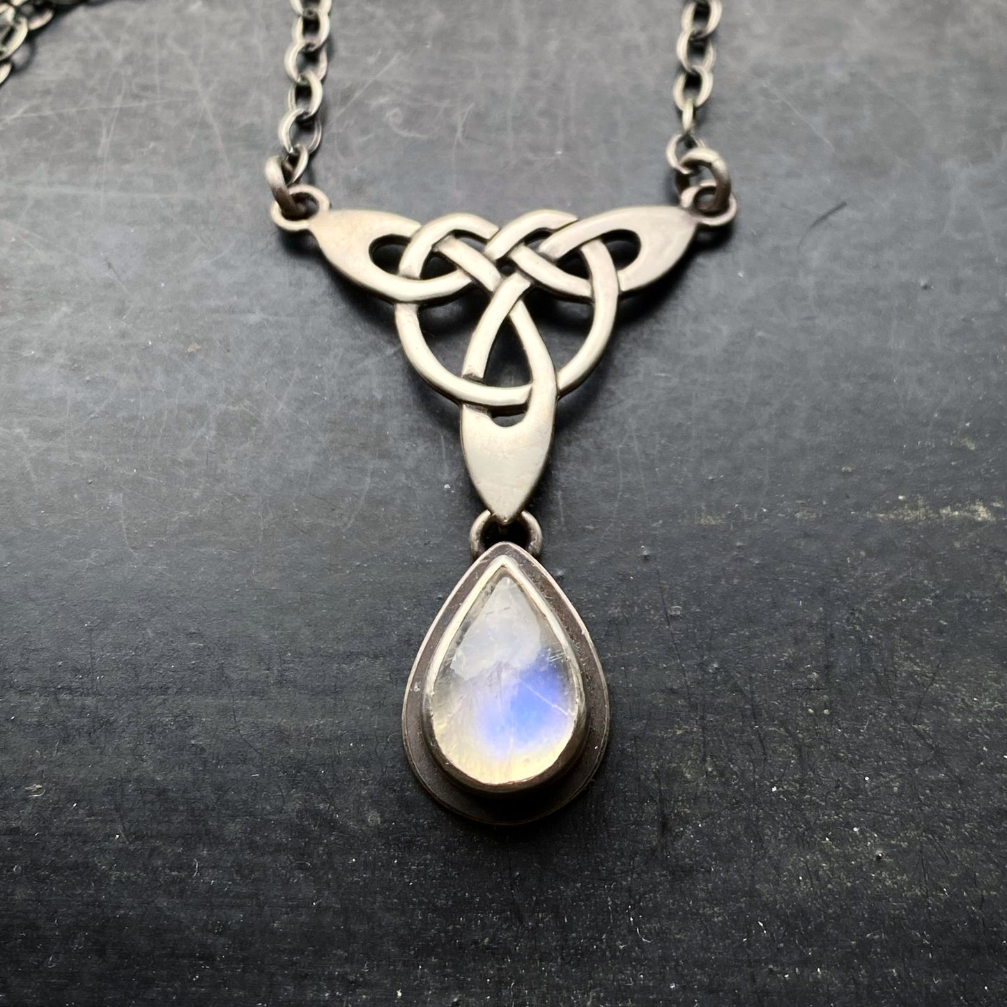 Celtic Knot Pendant ✦ Moonstone ✦ 16 Inch Chain