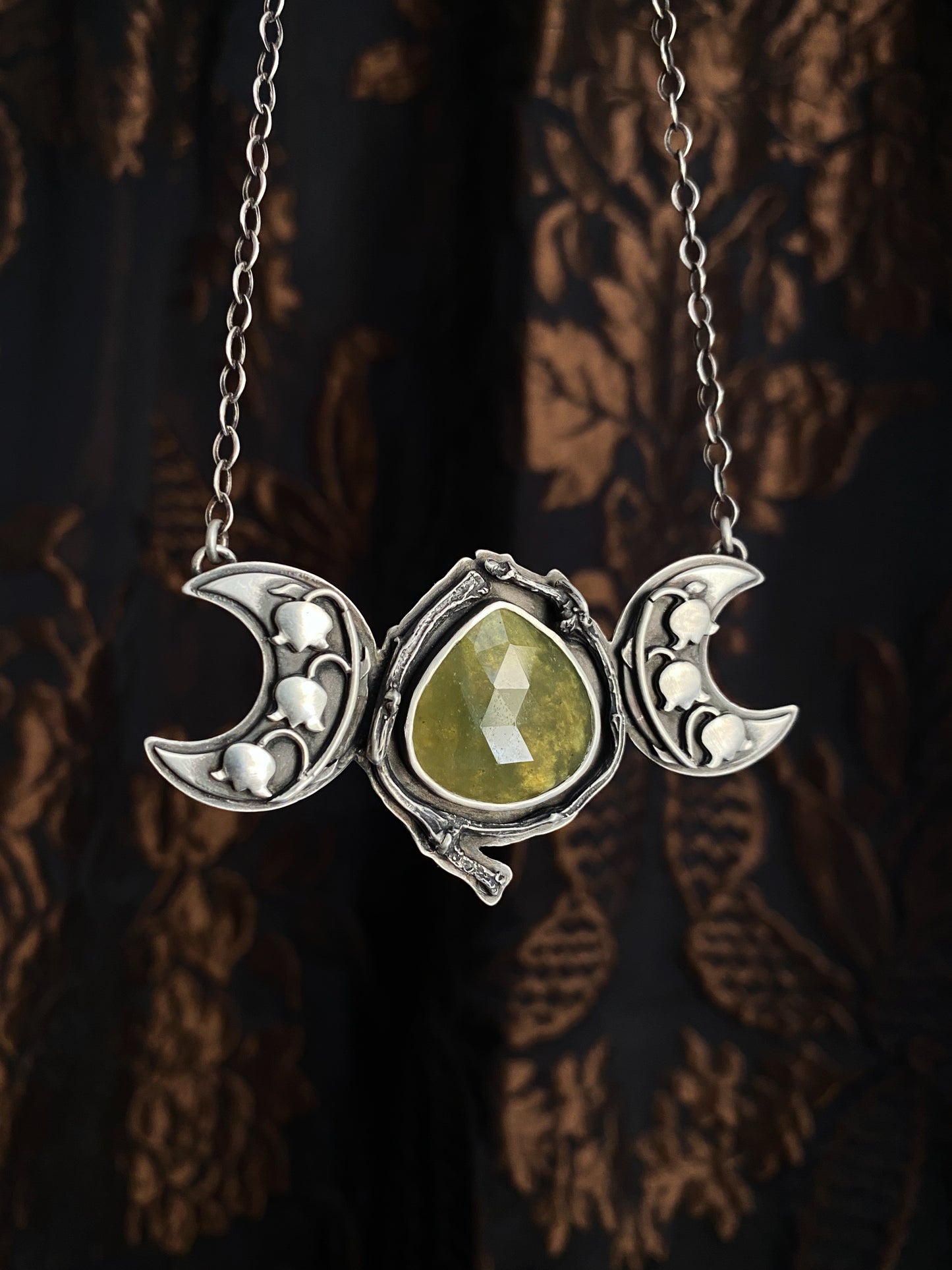 Lily of the Valley Triple Moon Pendant