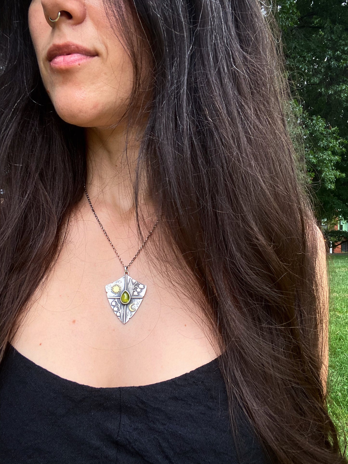 Lily of the Valley Shield Pendant